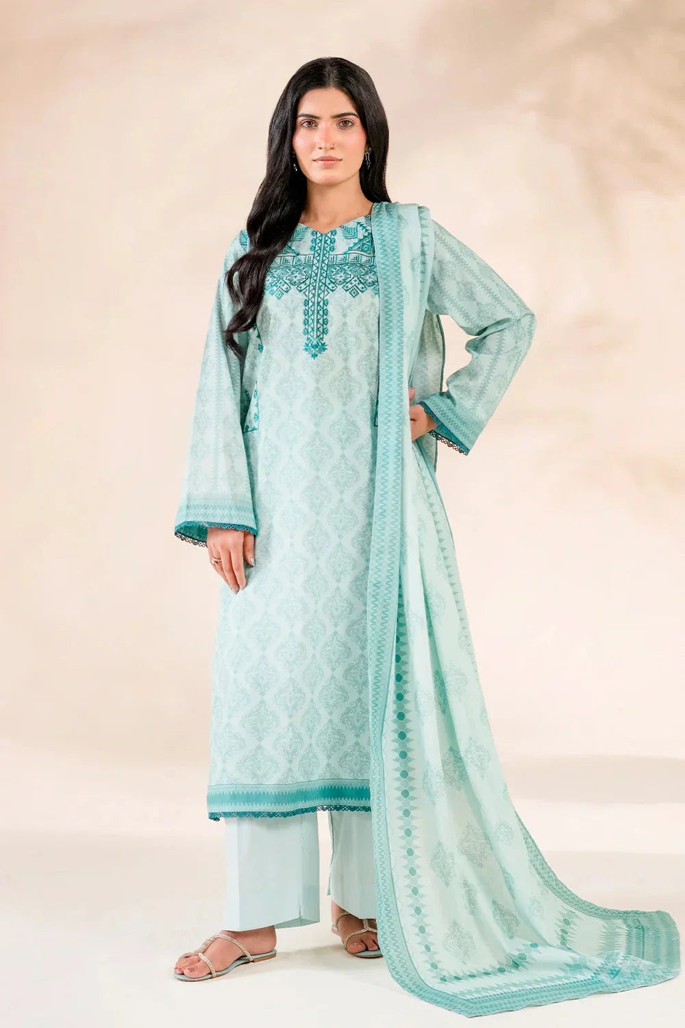 3PC Embroidered Unstitched Lawn Suit | KL-3788 Embroidered KHAS STORES 