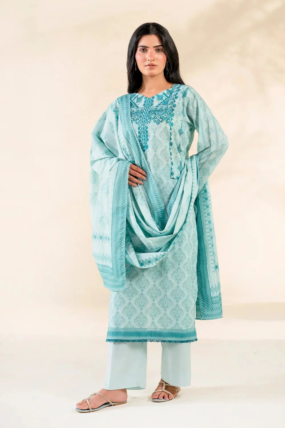 3PC Embroidered Unstitched Lawn Suit | KL-3788 Embroidered KHAS STORES 