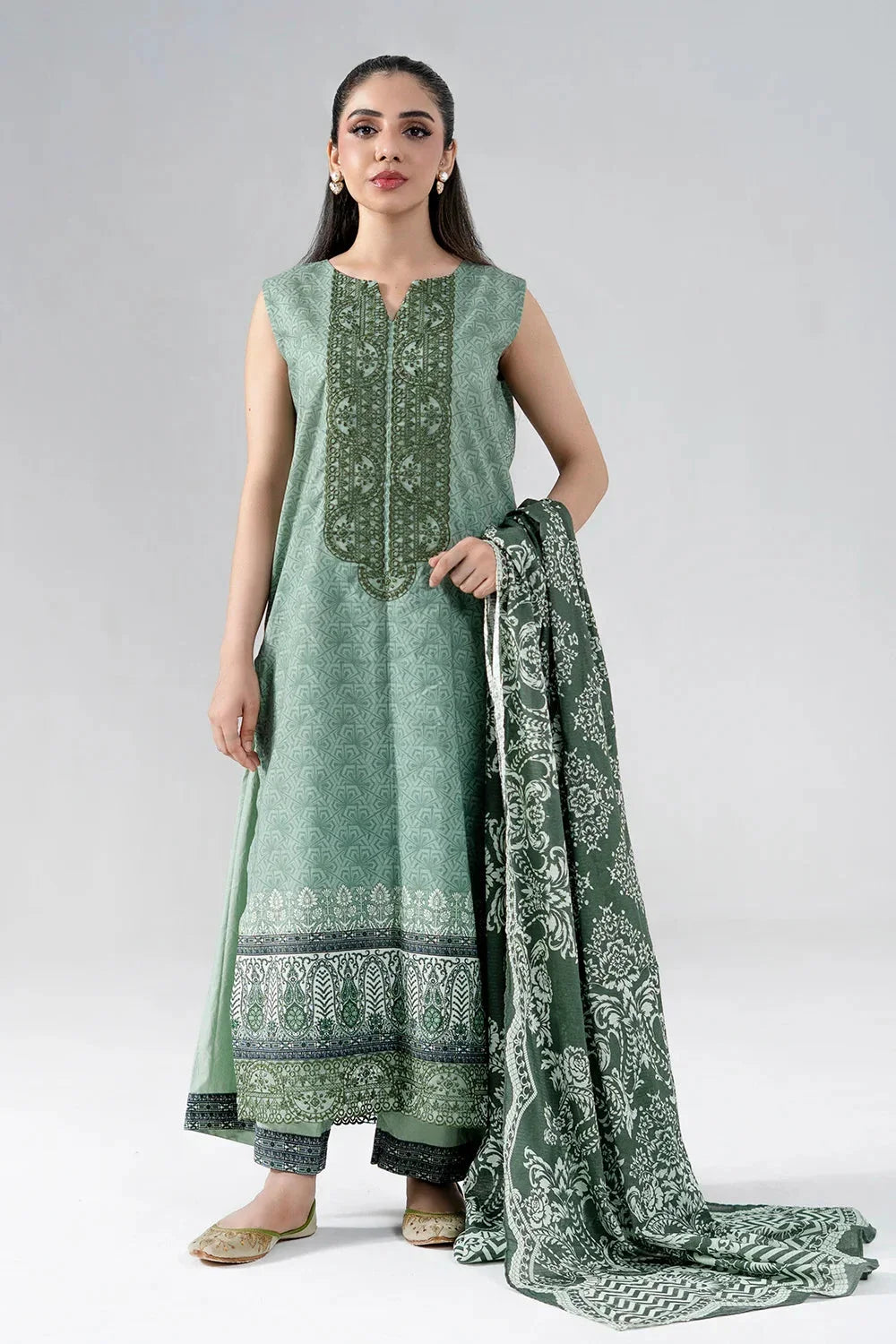 3PC Embroidered Unstitched Lawn Suit | KL-3944 Embroidered KHAS STORES 
