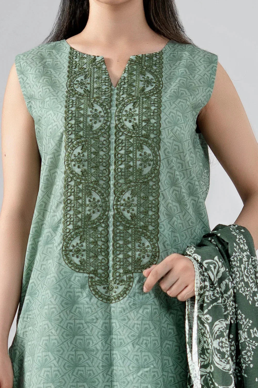 3PC Embroidered Unstitched Lawn Suit | KL-3944 Embroidered KHAS STORES 