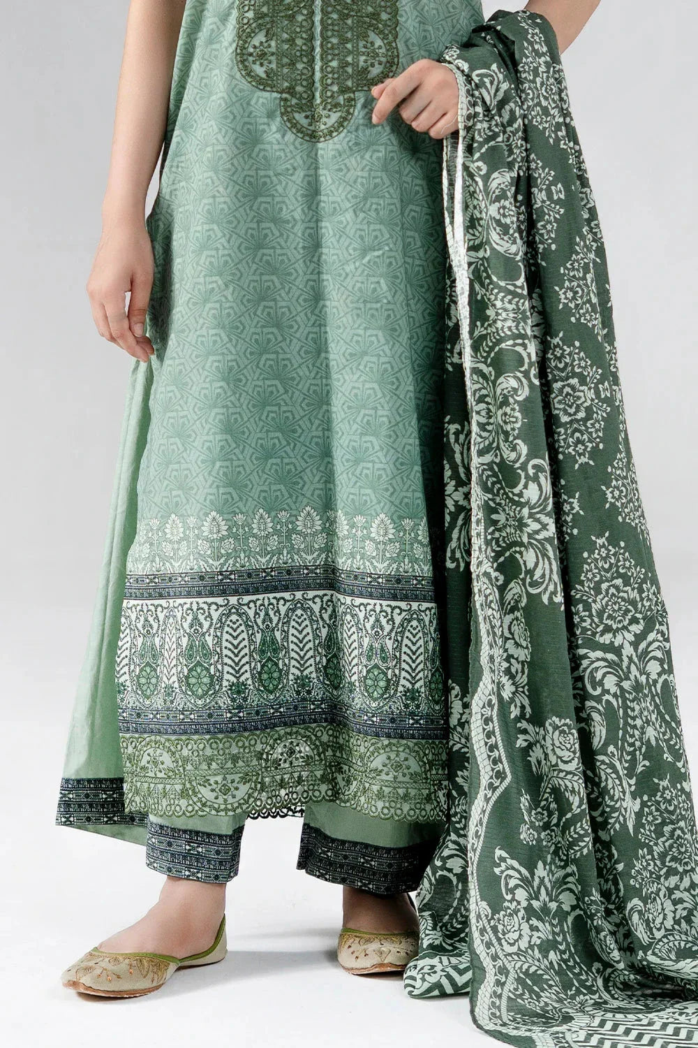 3PC Embroidered Unstitched Lawn Suit | KL-3944 Embroidered KHAS STORES 