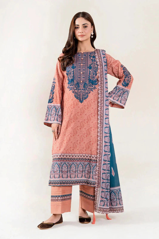 3PC Embroidered Unstitched Lawn Suit | KL-3945 Embroidered KHAS STORES 