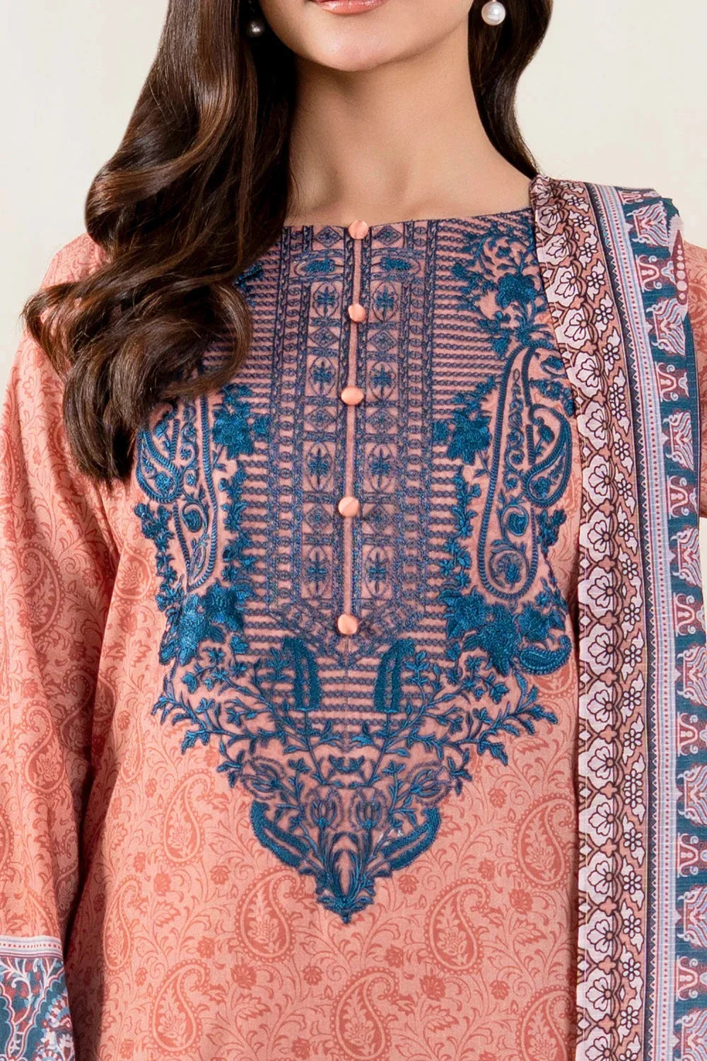 3PC Embroidered Unstitched Lawn Suit | KL-3945 Embroidered KHAS STORES 