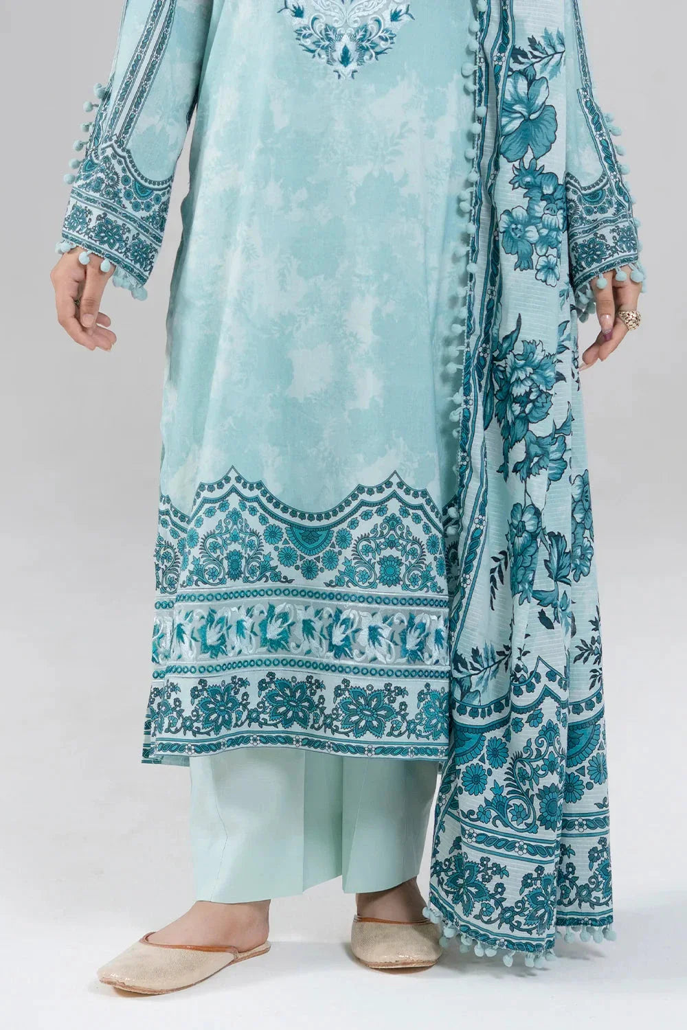 3PC Embroidered Unstitched Lawn Suit | KL-3947 Embroidered KHAS STORES 