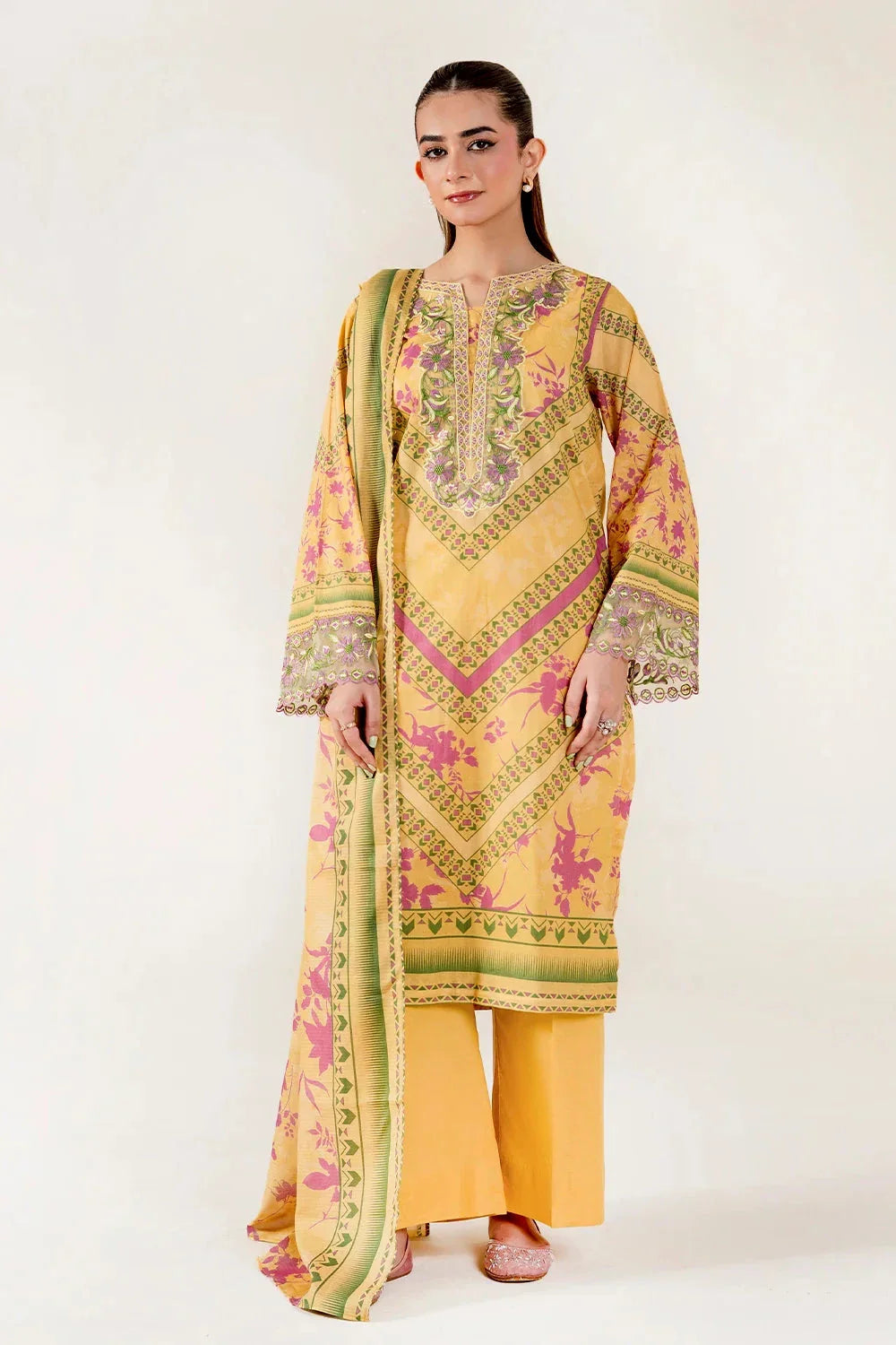 3PC Embroidered Unstitched Lawn Suit | KL-3948 Embroidered KHAS STORES 