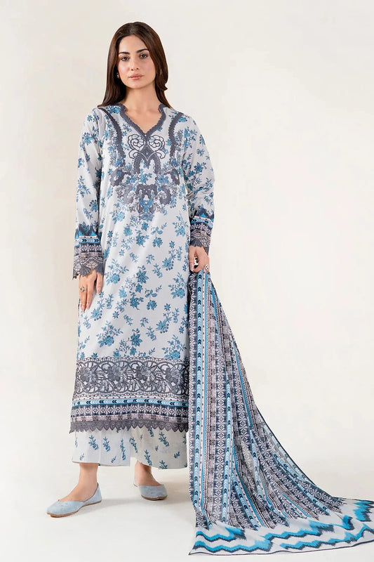 3PC Embroidered Unstitched Lawn Suit | KL-3970 Embroidered KHAS STORES 