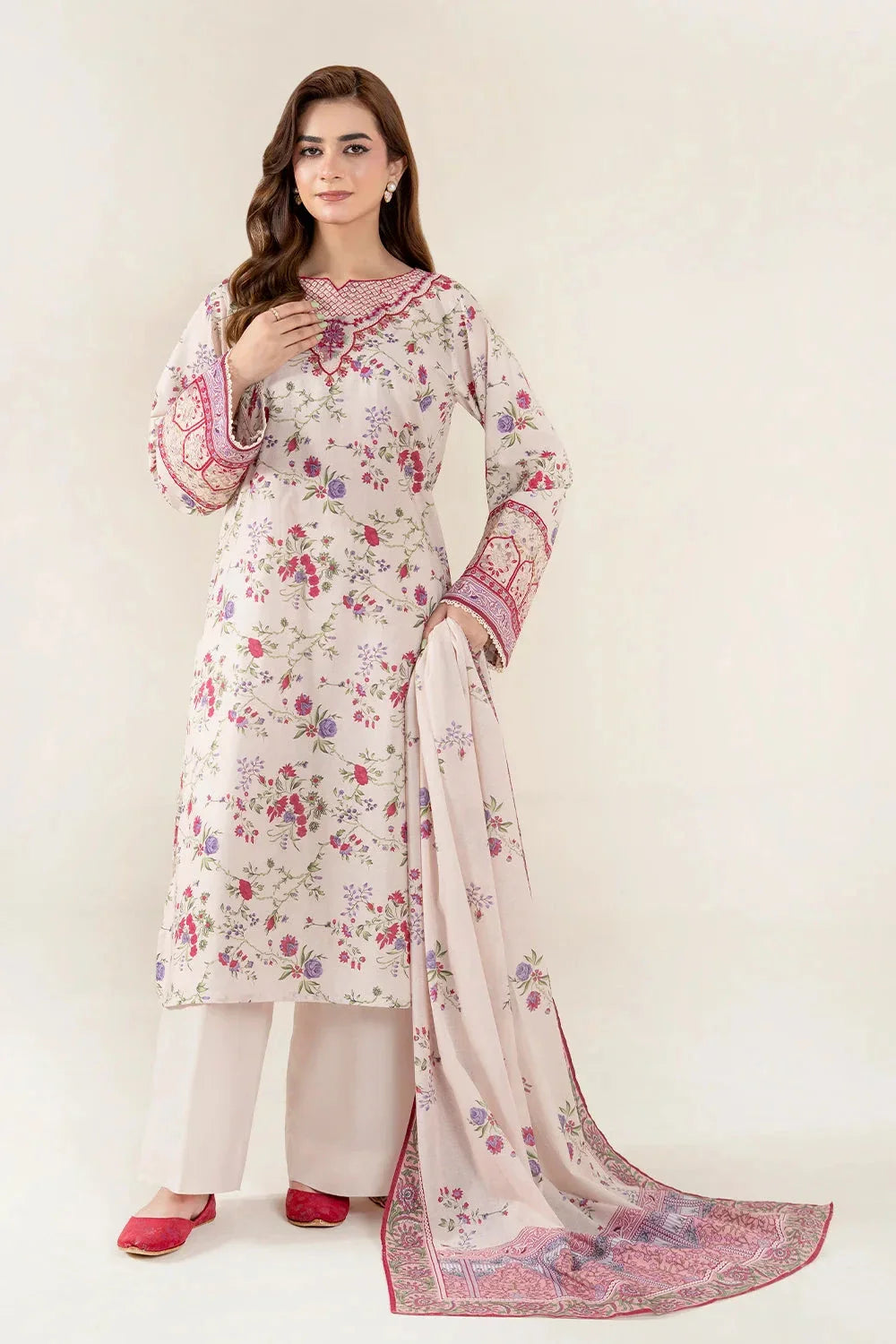 3PC Embroidered Unstitched Lawn Suit | KL-3973 Embroidered KHAS STORES 