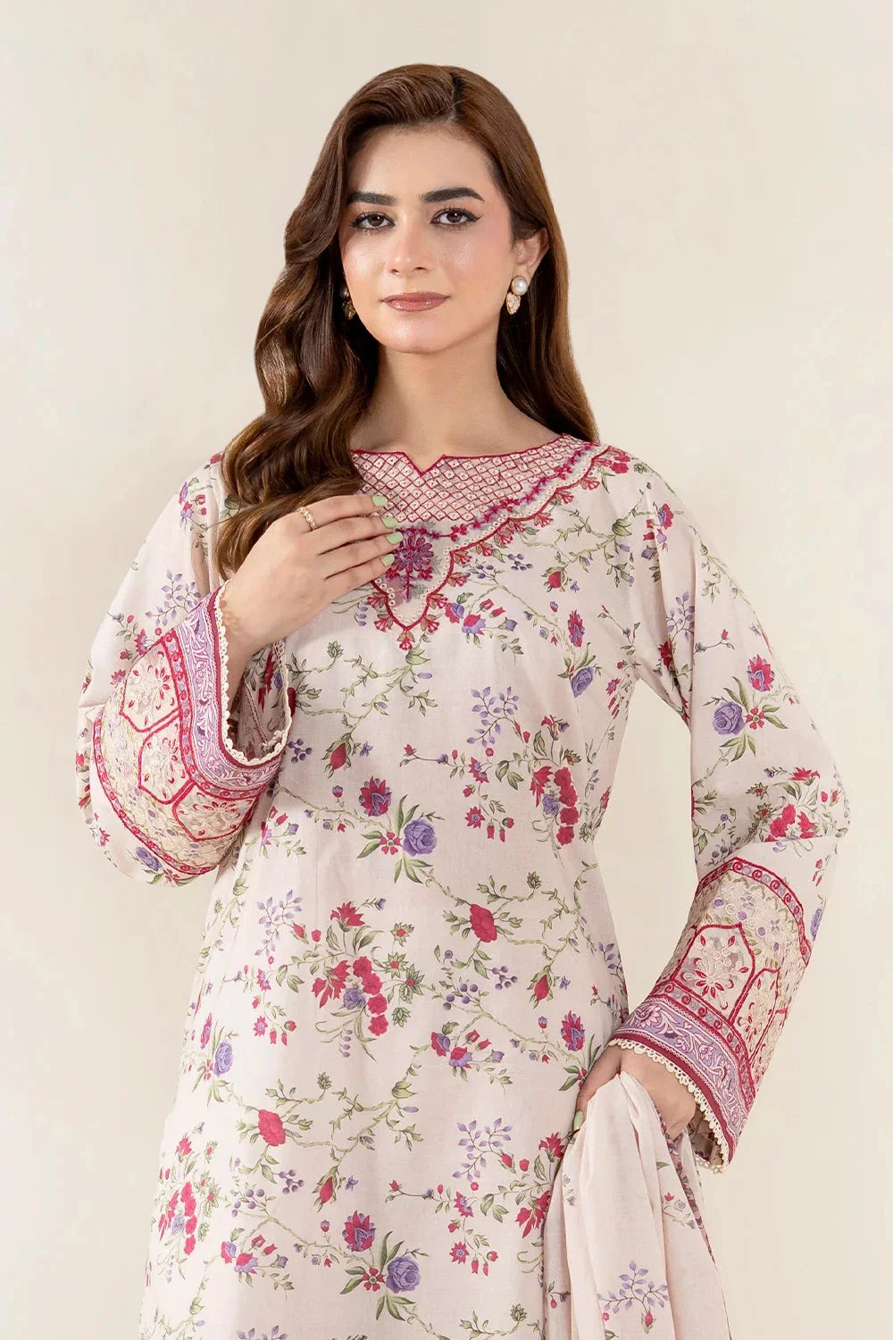 3PC Embroidered Unstitched Lawn Suit | KL-3973 Embroidered KHAS STORES 