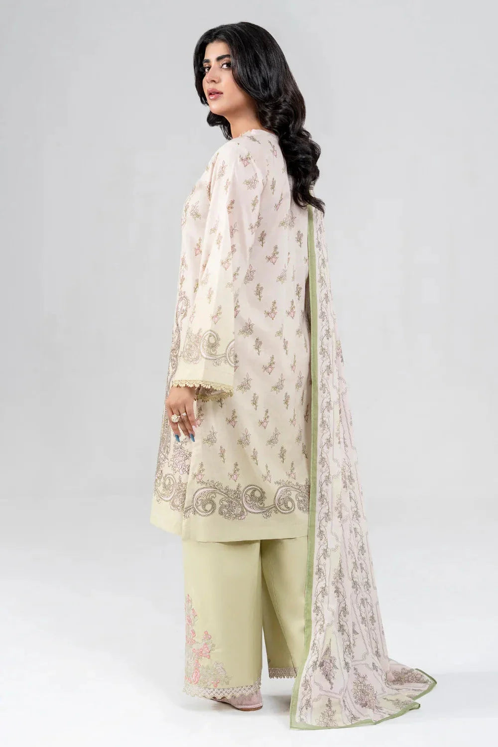 3PC Embroidered Unstitched Lawn Suit | KL-3975 Embroidered KHAS STORES 