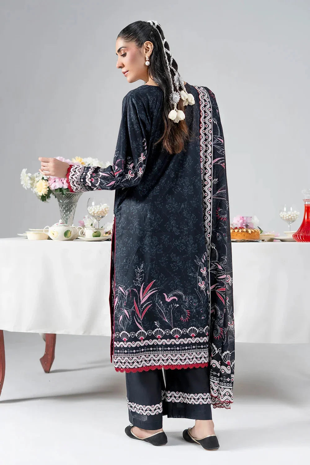 3PC Embroidered Unstitched Lawn Suit | KL-4077 Embroidered KHAS STORES 