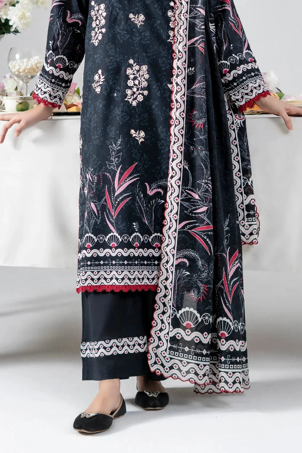 3PC Embroidered Unstitched Lawn Suit | KL-4077 Embroidered KHAS STORES 
