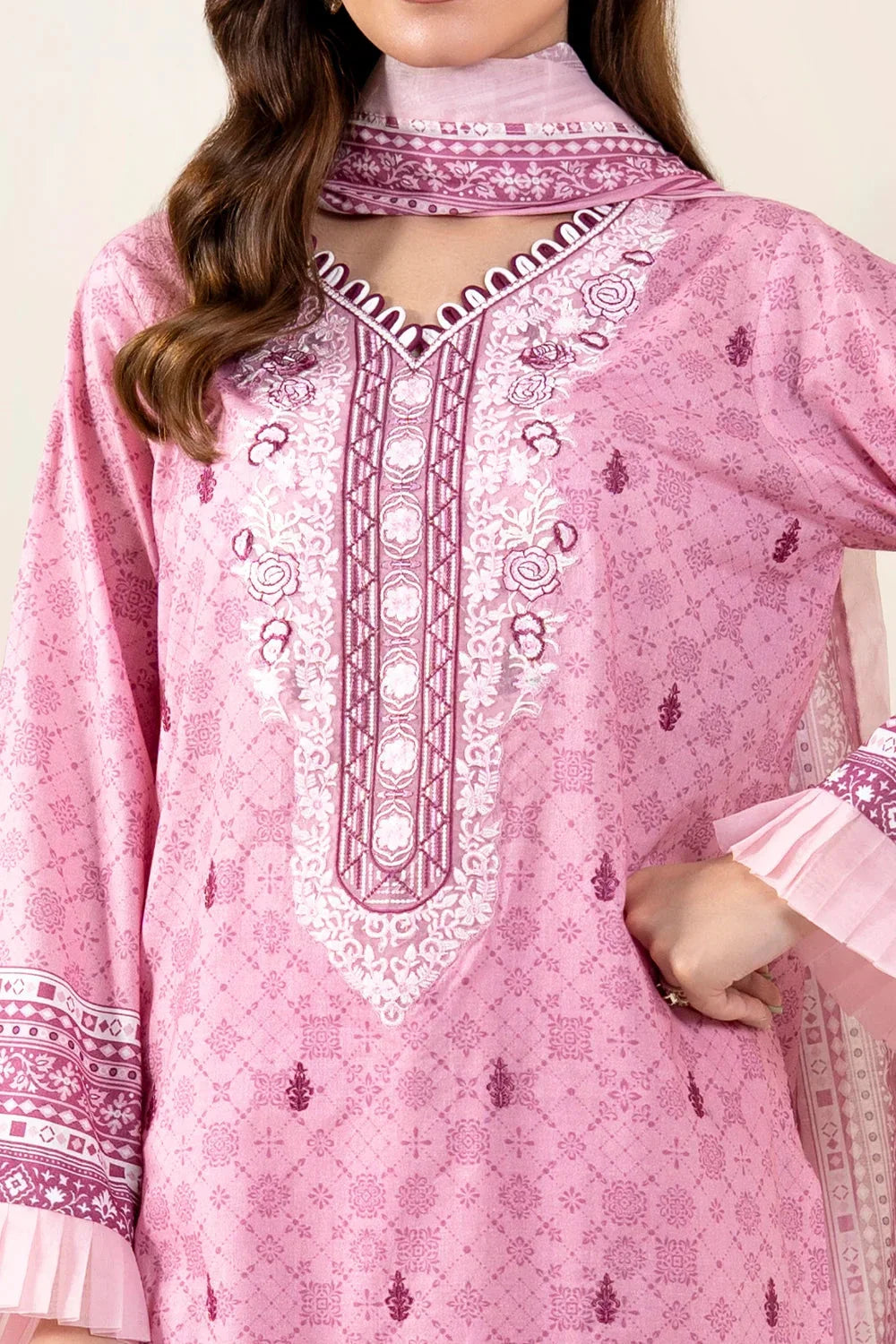 3PC Embroidered Unstitched Lawn Suit | KL-4078 Embroidered KHAS STORES 