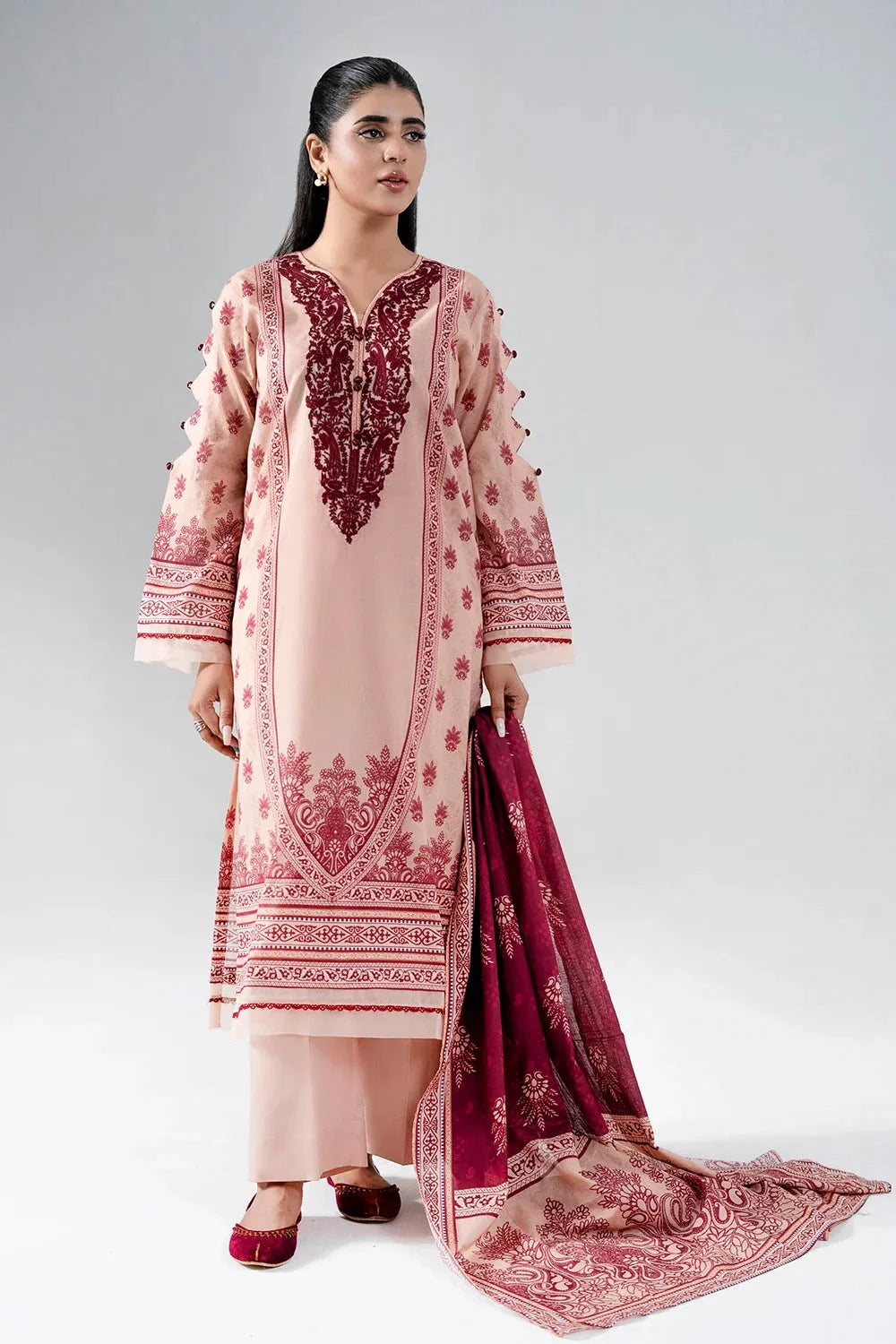3PC Embroidered Unstitched Lawn Suit | KL-4079 Embroidered KHAS STORES 