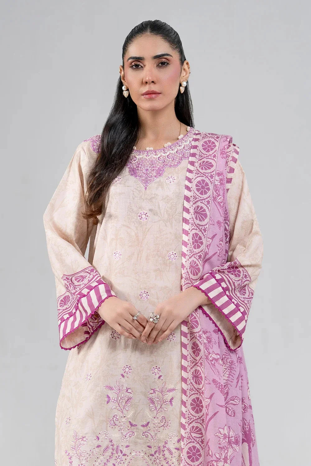 3PC Embroidered Unstitched Lawn Suit | KL-4081 Embroidered KHAS STORES 