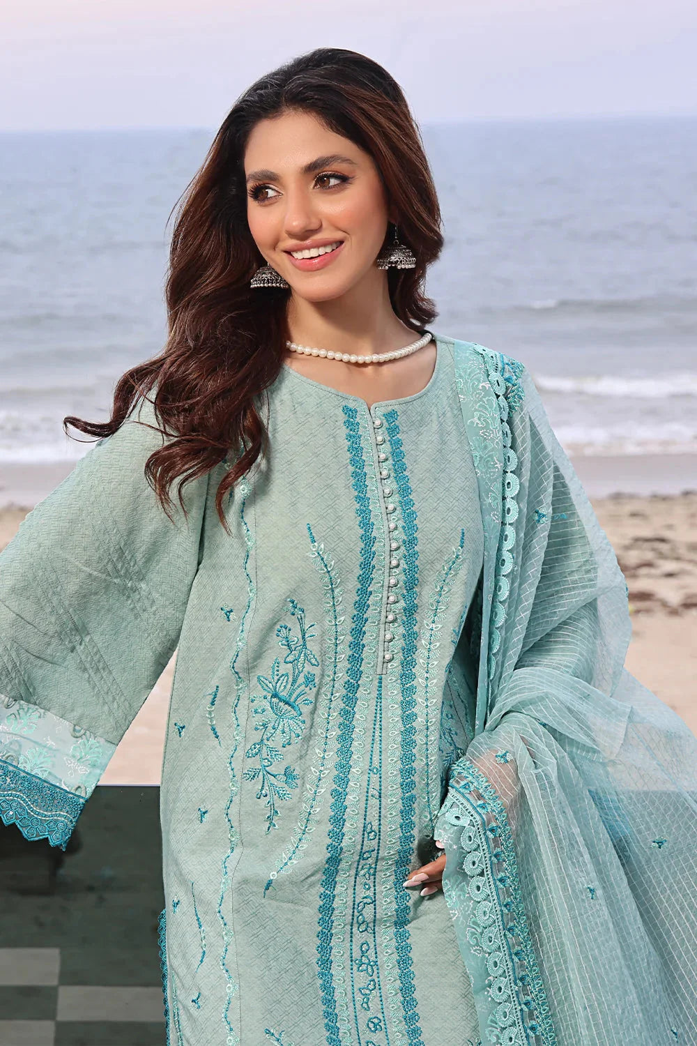 3PC Embroidered Unstitched Lawn Suit KOE-2570 Embroidered KHAS STORES 