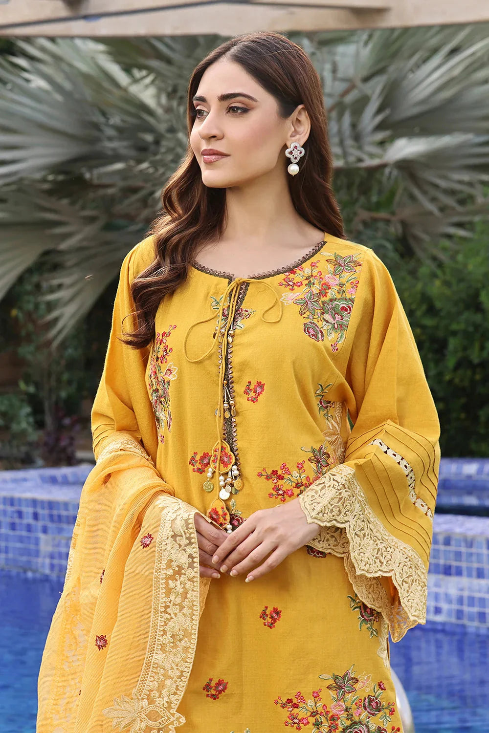 3PC Embroidered Unstitched Lawn Suit KOE-2574 Embroidered KHAS STORES 