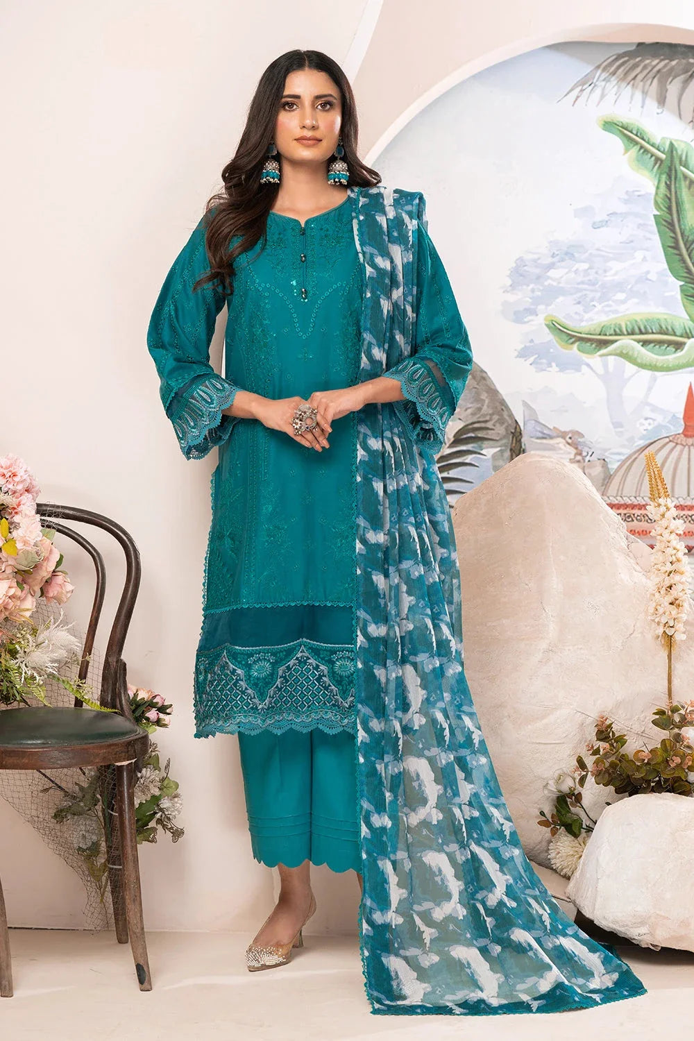 3PC Embroidered Unstitched Lawn Suit KSC-3146 Embroidered KHAS STORES 