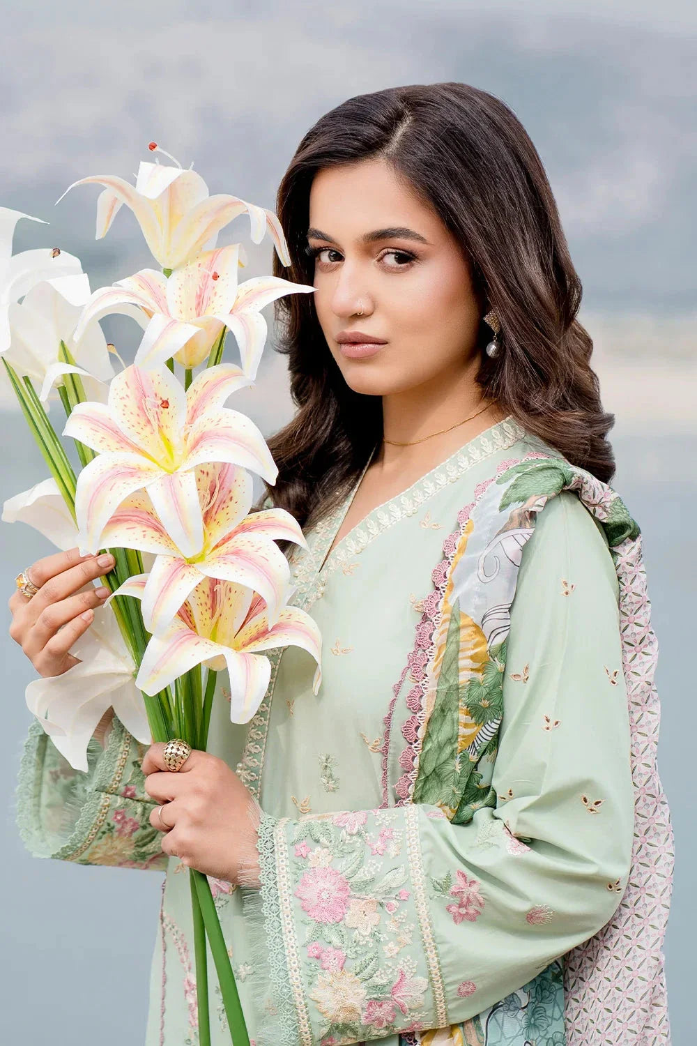 3PC Embroidered Unstitched Lawn Suit | KSC-3360 Embroidered KHAS STORES 