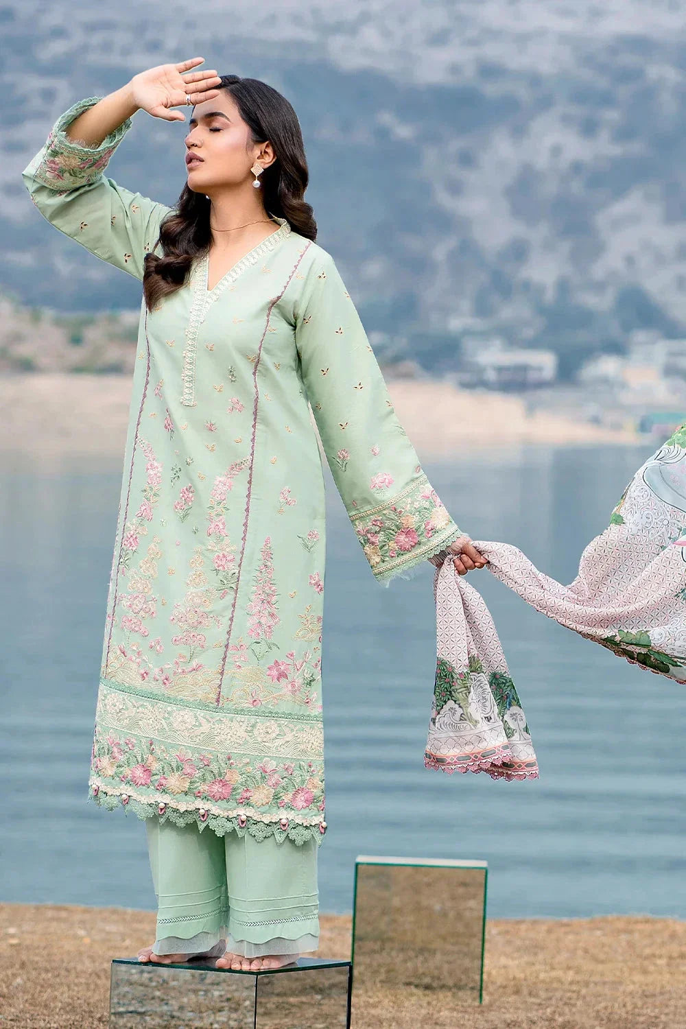 3PC Embroidered Unstitched Lawn Suit | KSC-3360 Embroidered KHAS STORES 