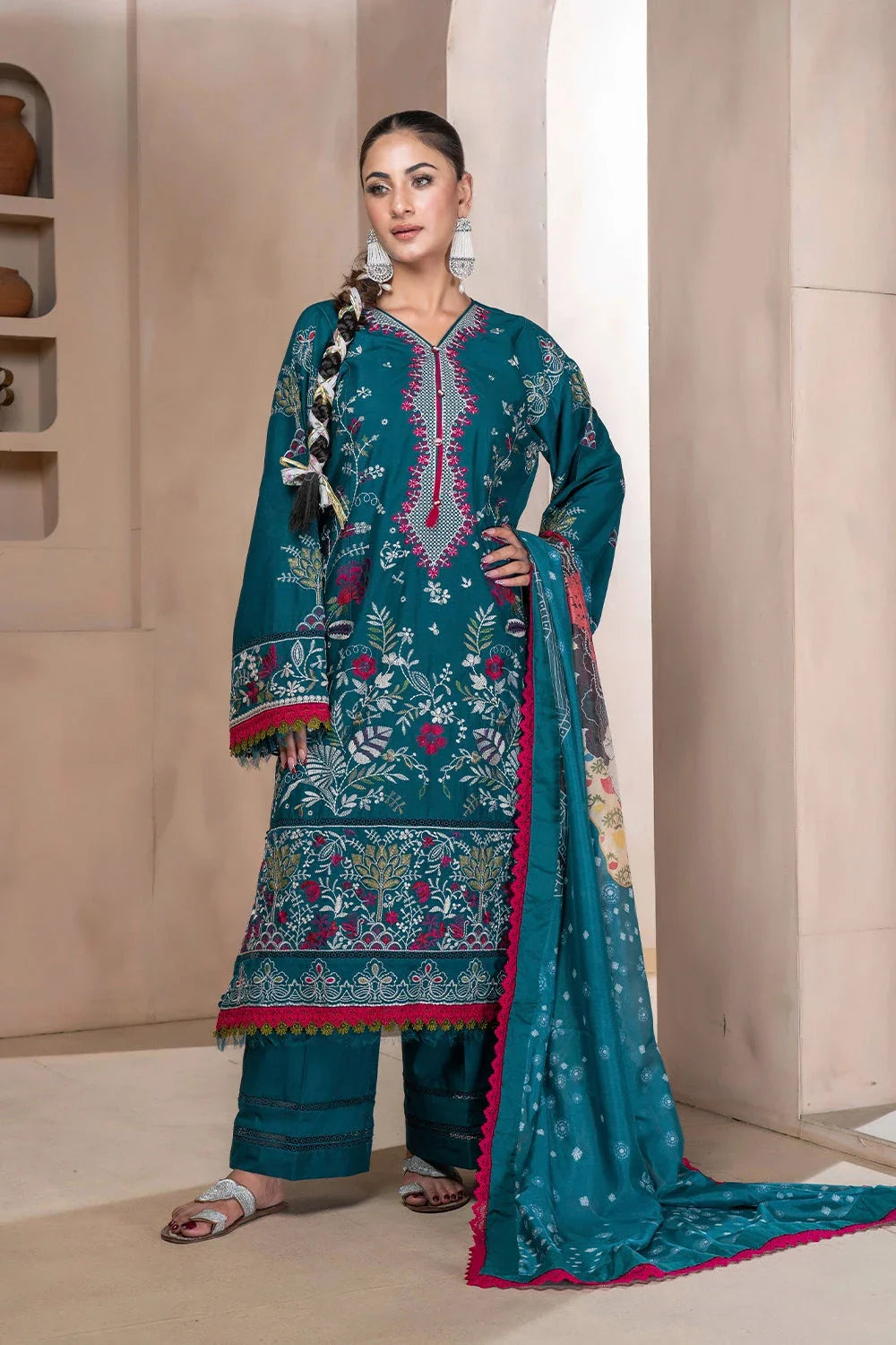 3PC Embroidered Unstitched Lawn Suit KSC-3362 Embroidered KHAS STORES 
