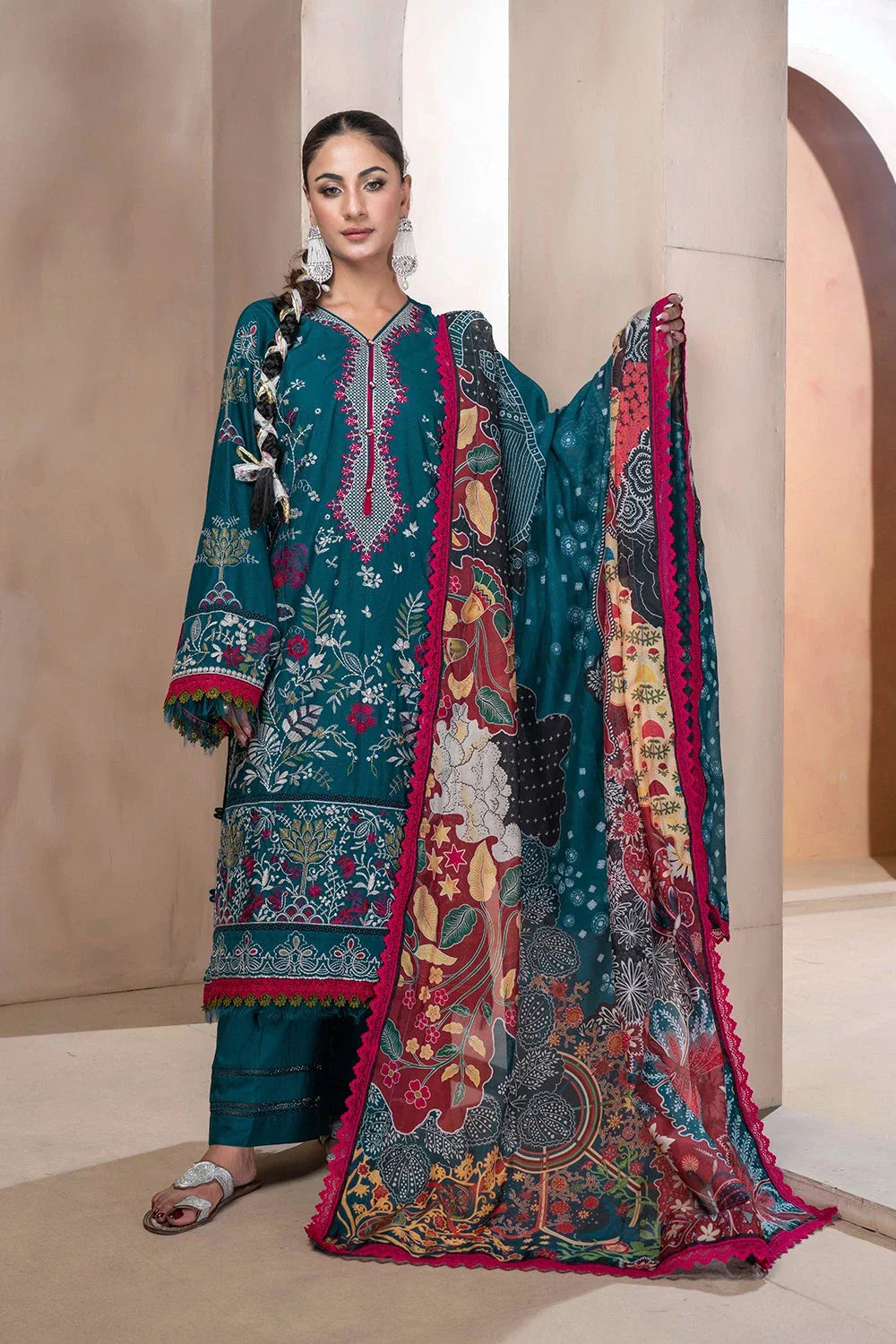 3PC Embroidered Unstitched Lawn Suit KSC-3362 Embroidered KHAS STORES 