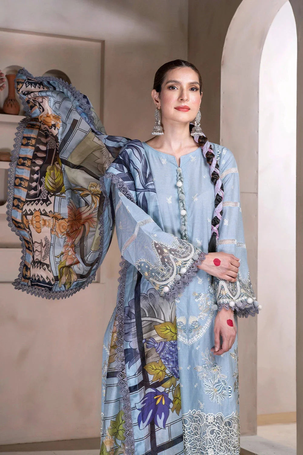 3PC Embroidered Unstitched Lawn Suit KSC-3363 Embroidered KHAS STORES 