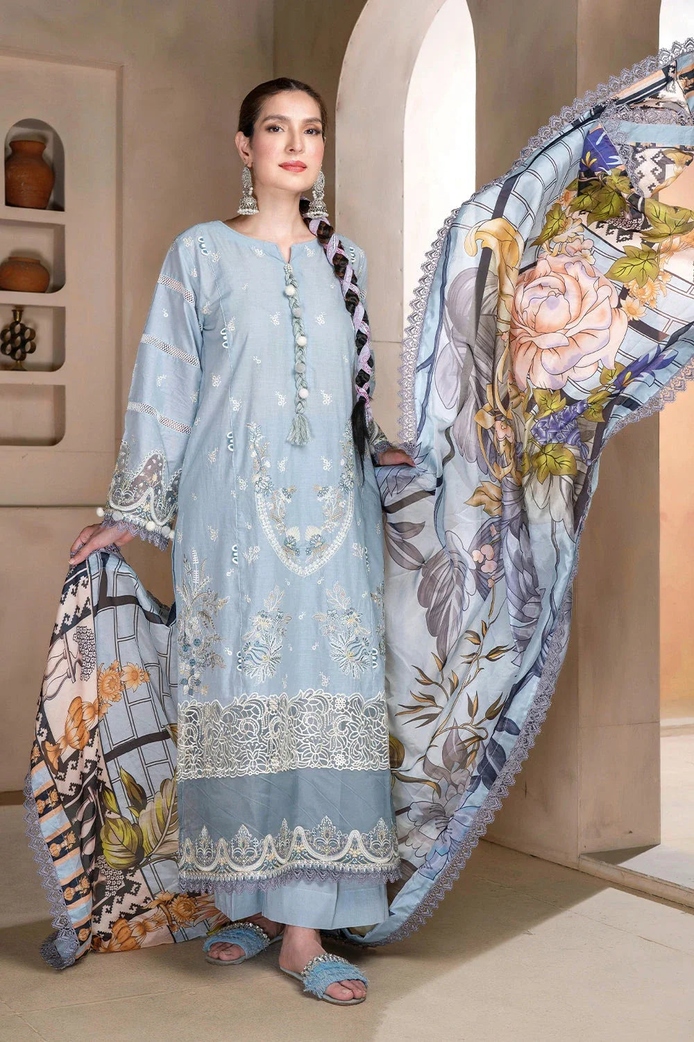 3PC Embroidered Unstitched Lawn Suit KSC-3363 Embroidered KHAS STORES 