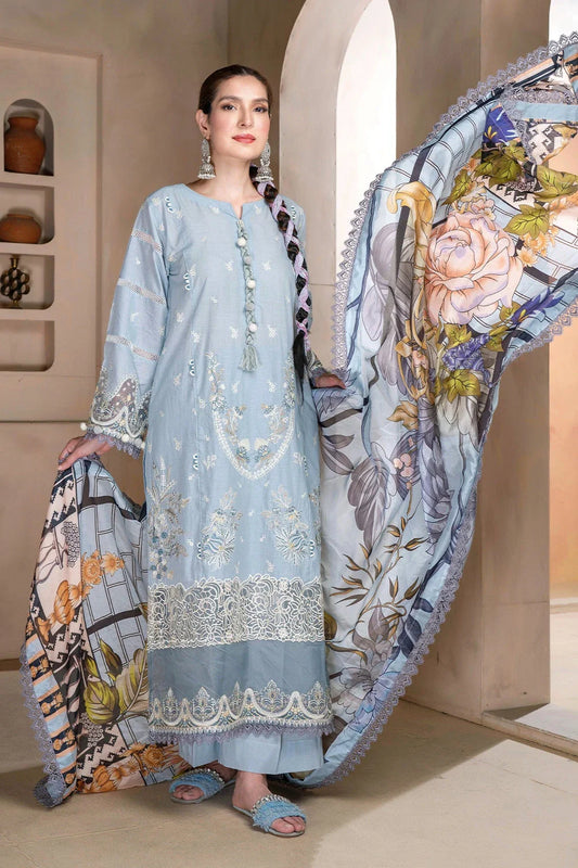 3PC Embroidered Unstitched Lawn Suit KSC-3363 Embroidered KHAS STORES 