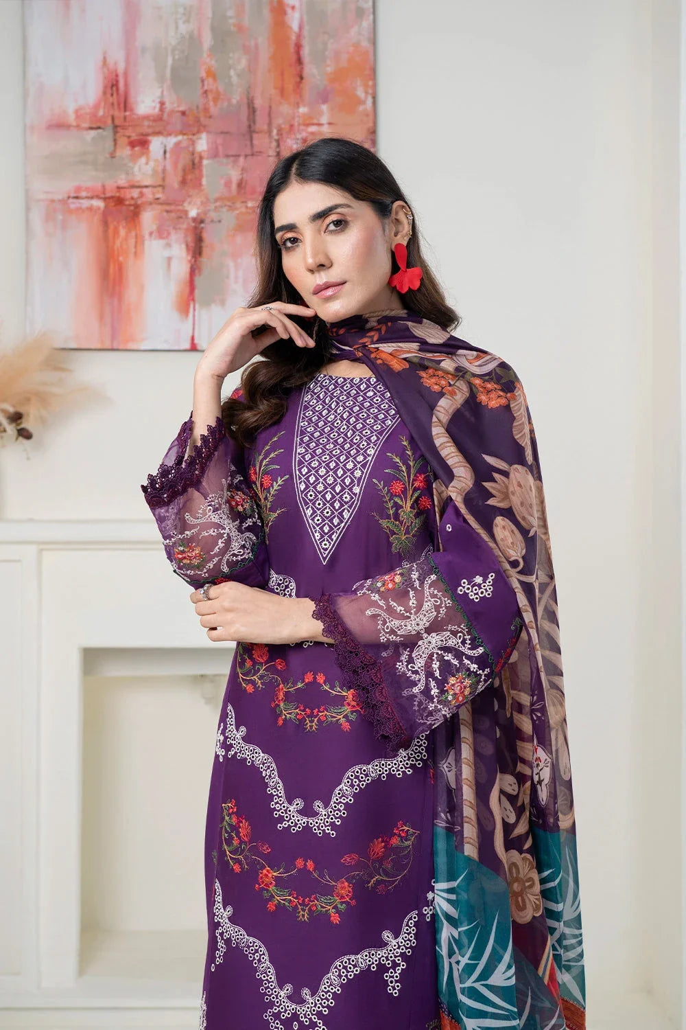 3PC Embroidered Unstitched Lawn Suit KSC-3365 Embroidered KHAS STORES 