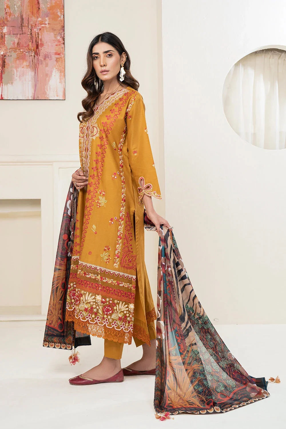 3PC Embroidered Unstitched Lawn Suit KSC-3366 Embroidered KHAS STORES 
