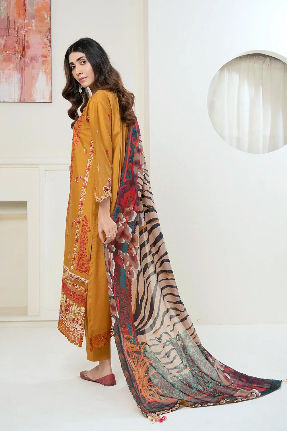 3PC Embroidered Unstitched Lawn Suit KSC-3366 Embroidered KHAS STORES 