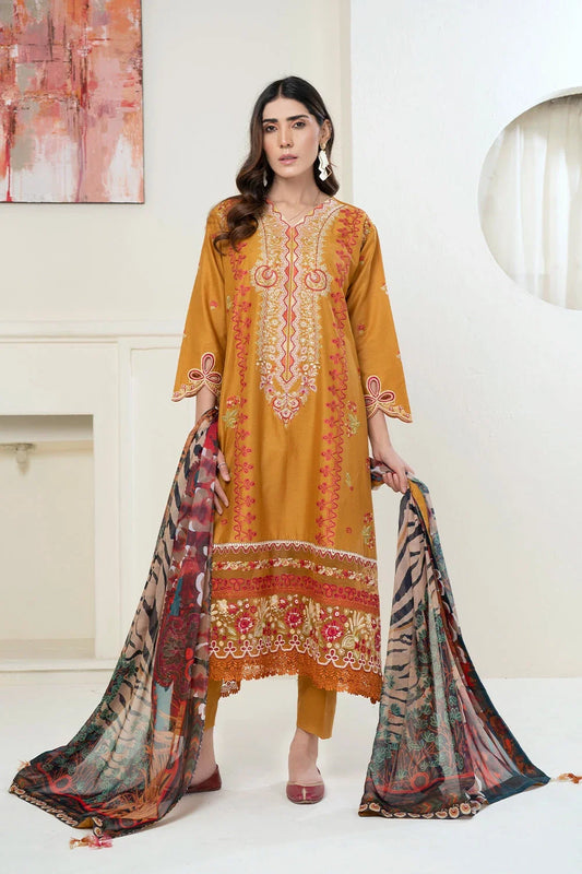 3PC Embroidered Unstitched Lawn Suit KSC-3366 Embroidered KHAS STORES 