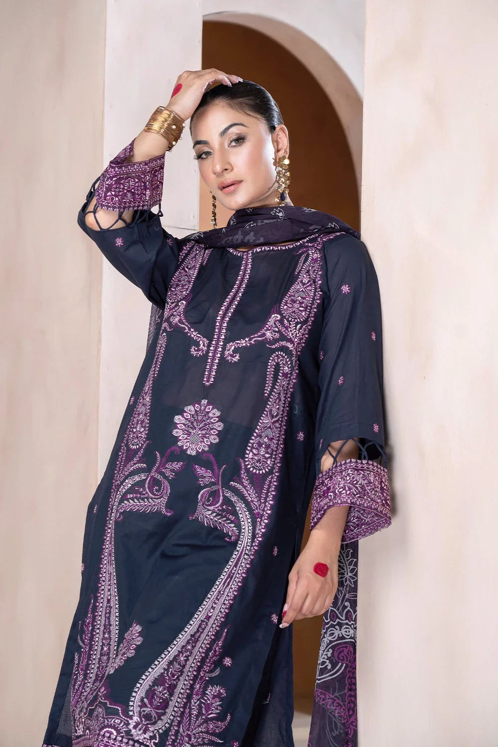 3PC Embroidered Unstitched Lawn Suit KSC-3372 Embroidered KHAS STORES 