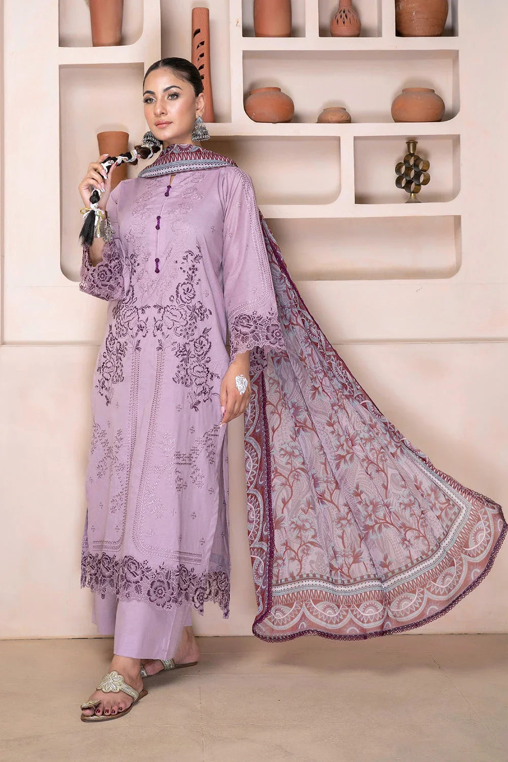 3PC Embroidered Unstitched Lawn Suit KSC-3375 Embroidered KHAS STORES 