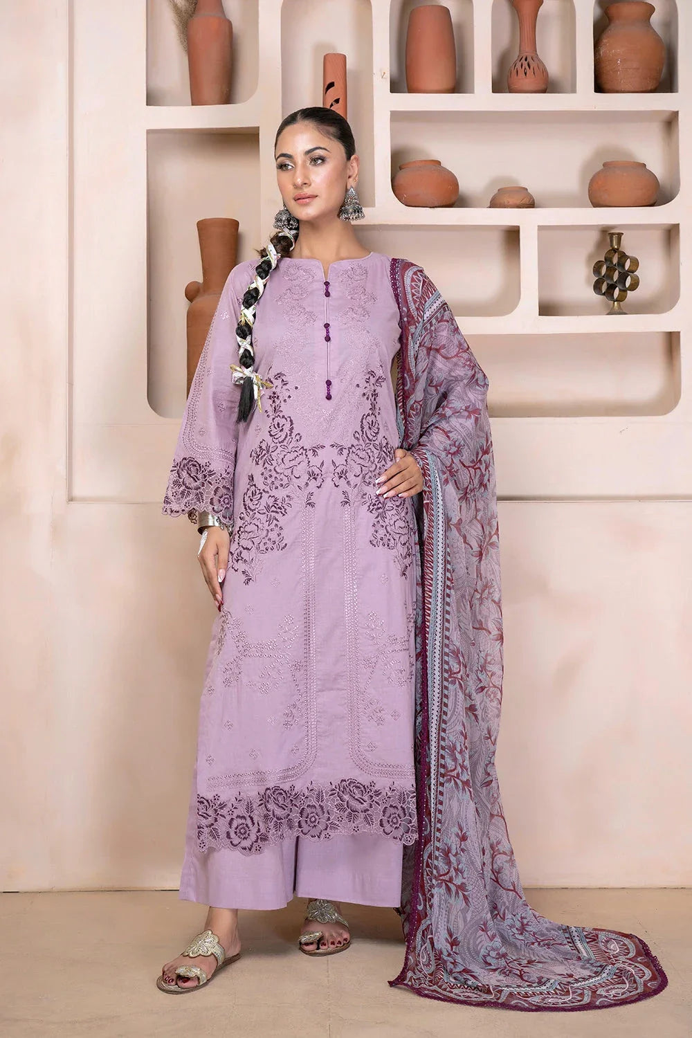3PC Embroidered Unstitched Lawn Suit KSC-3375 Embroidered KHAS STORES 