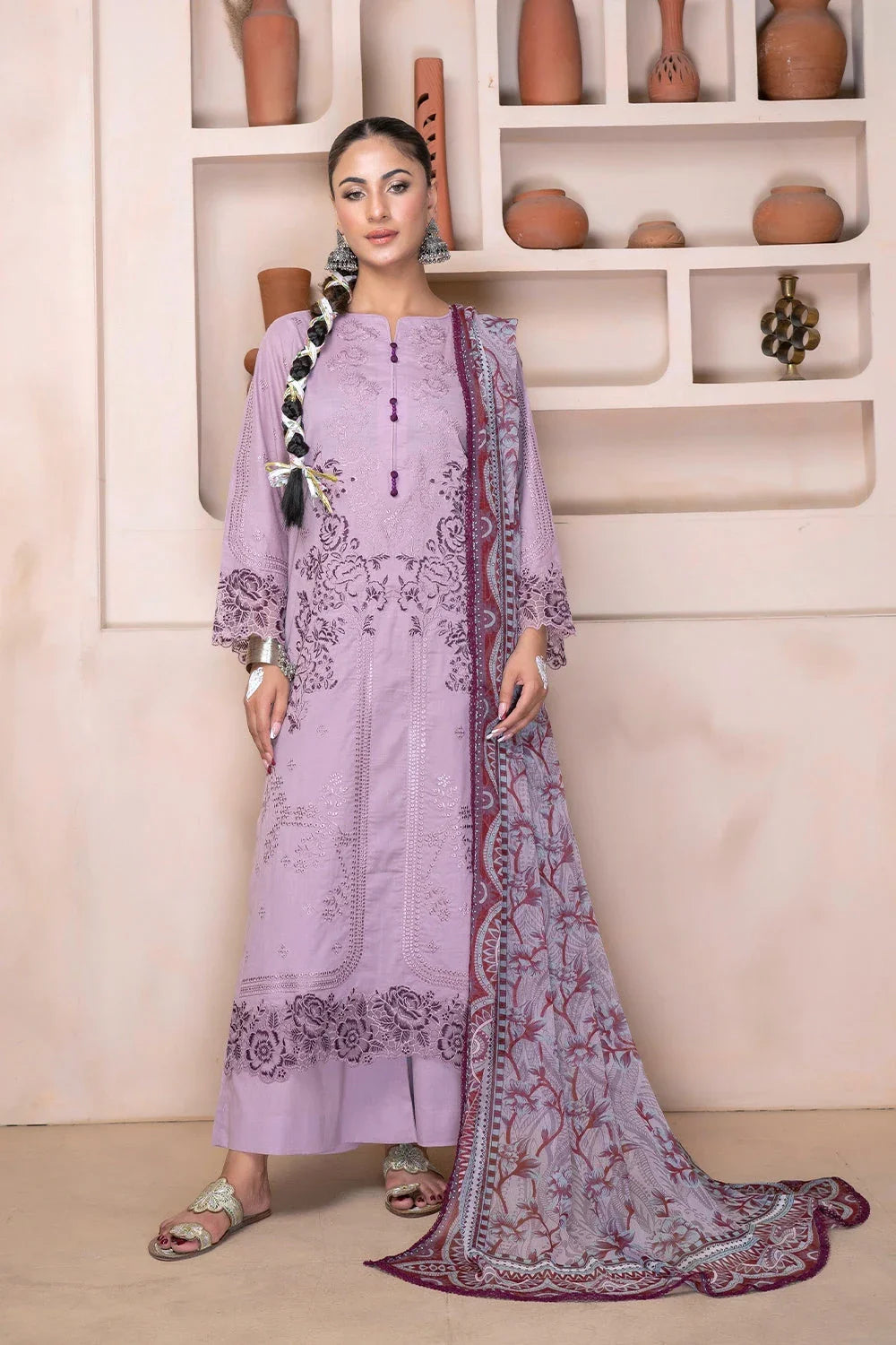 3PC Embroidered Unstitched Lawn Suit KSC-3375 Embroidered KHAS STORES 