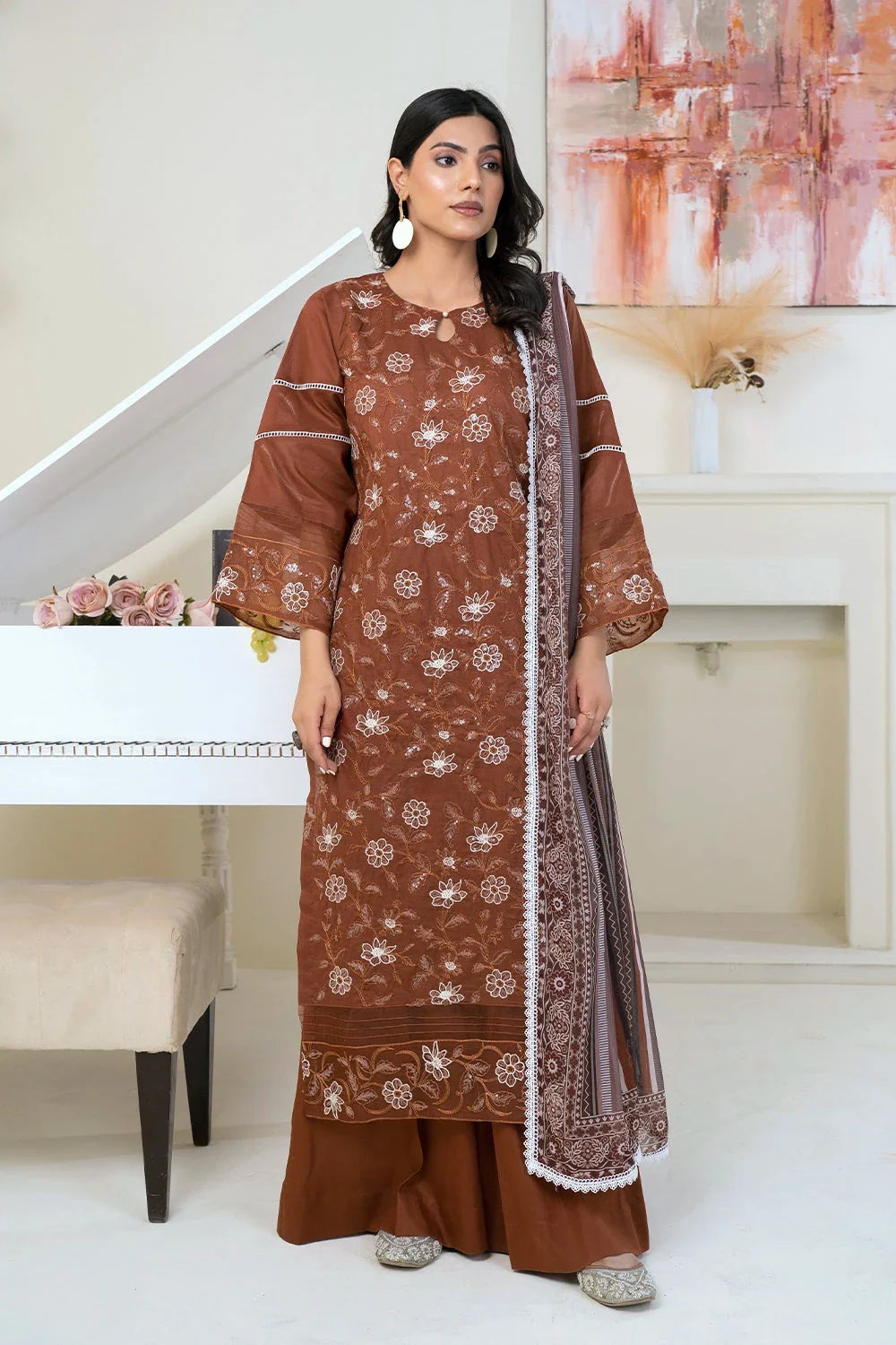 3PC Embroidered Unstitched Lawn Suit KSC-3376 Embroidered KHAS STORES 