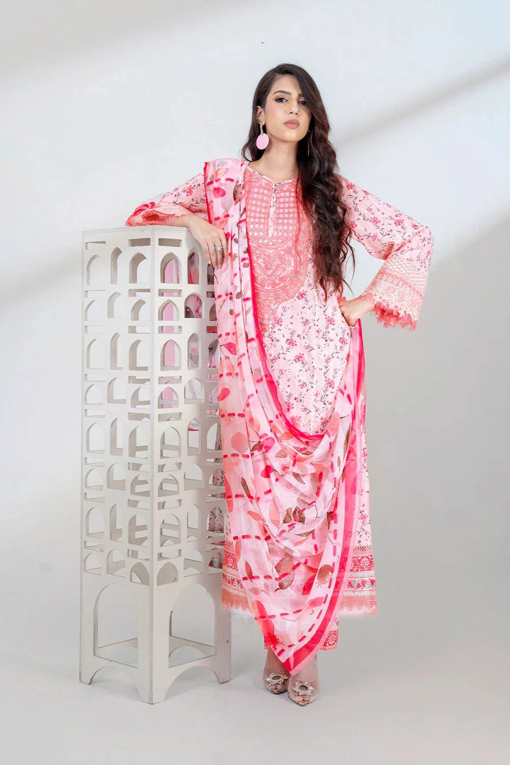 3PC Embroidered Unstitched Lawn Suit KSC-3434 Embroidered KHAS STORES 