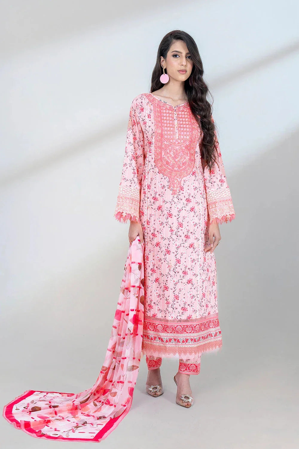 3PC Embroidered Unstitched Lawn Suit KSC-3434 Embroidered KHAS STORES 