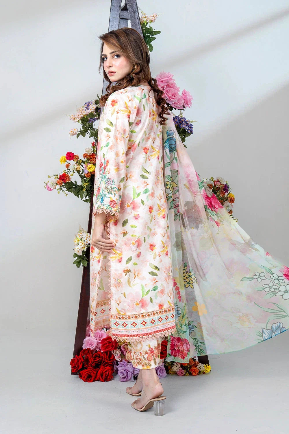 3PC Embroidered Unstitched Lawn Suit KSC-3436 Embroidered KHAS STORES 