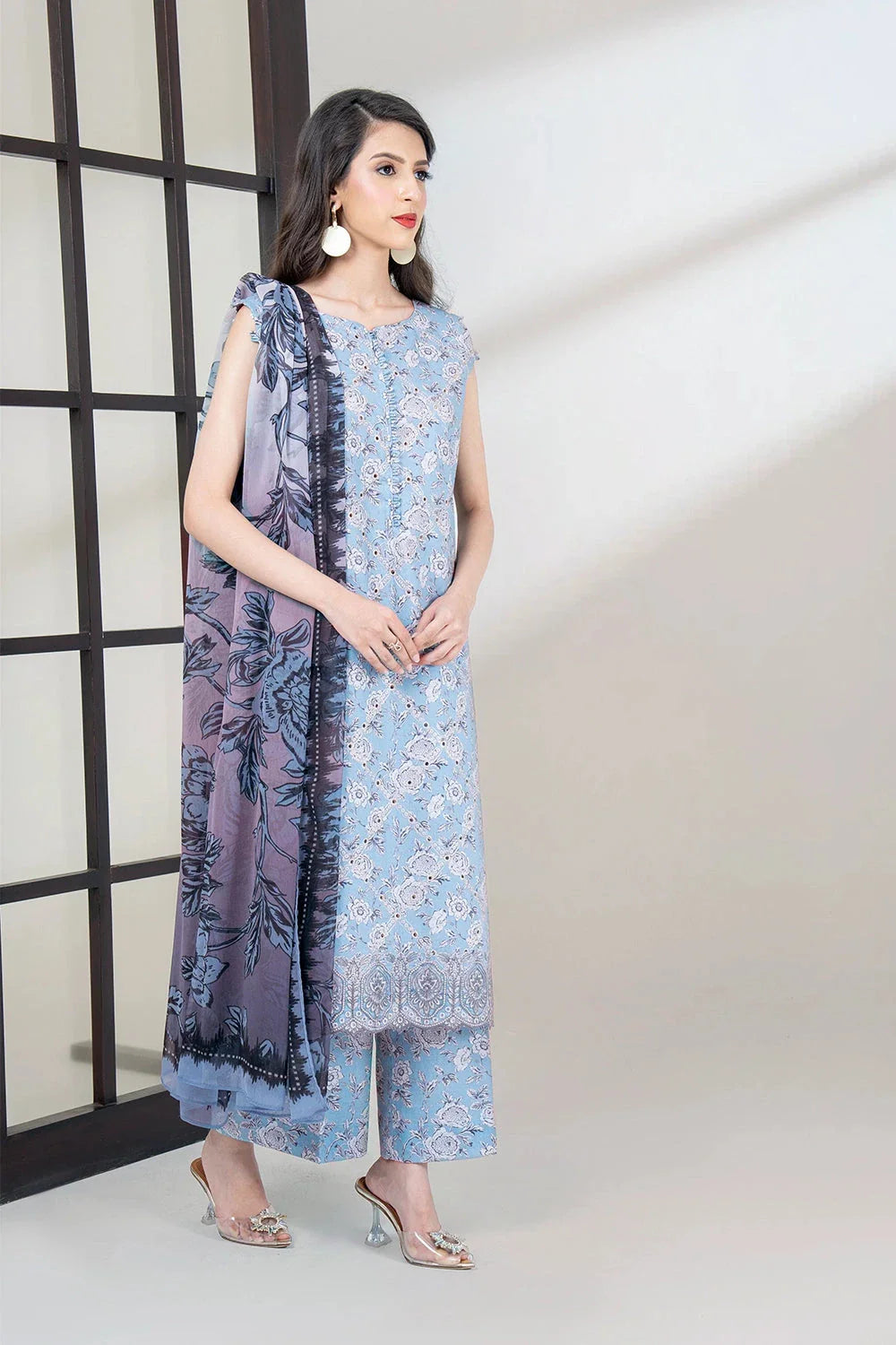 3PC Embroidered Unstitched Lawn Suit KSC-3438 Embroidered KHAS STORES 