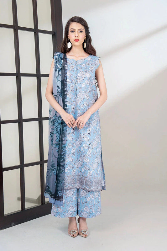3PC Embroidered Unstitched Lawn Suit KSC-3438 Embroidered KHAS STORES 
