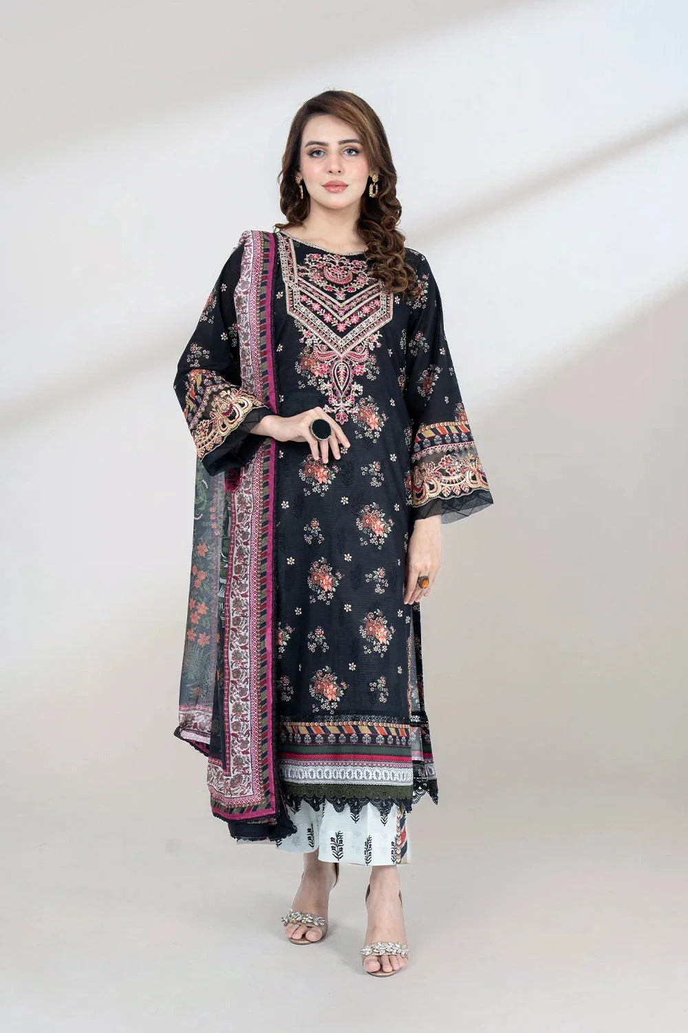 3PC Embroidered Unstitched Lawn Suit KSC-3439 Embroidered KHAS STORES 
