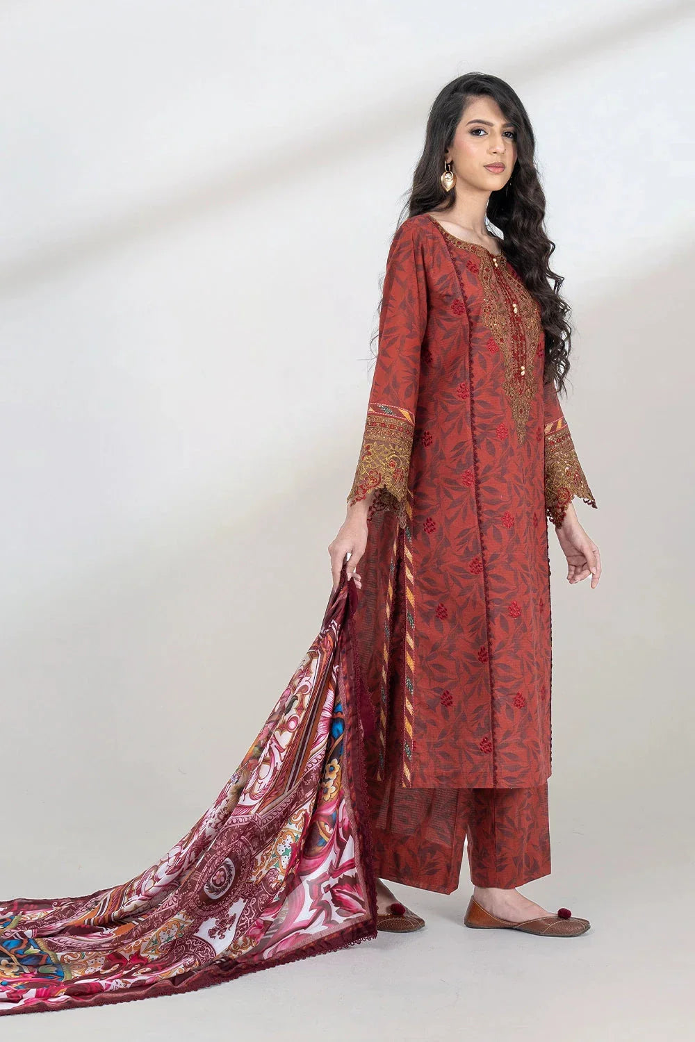 3PC Embroidered Unstitched Lawn Suit KSC-3440 Embroidered KHAS STORES 