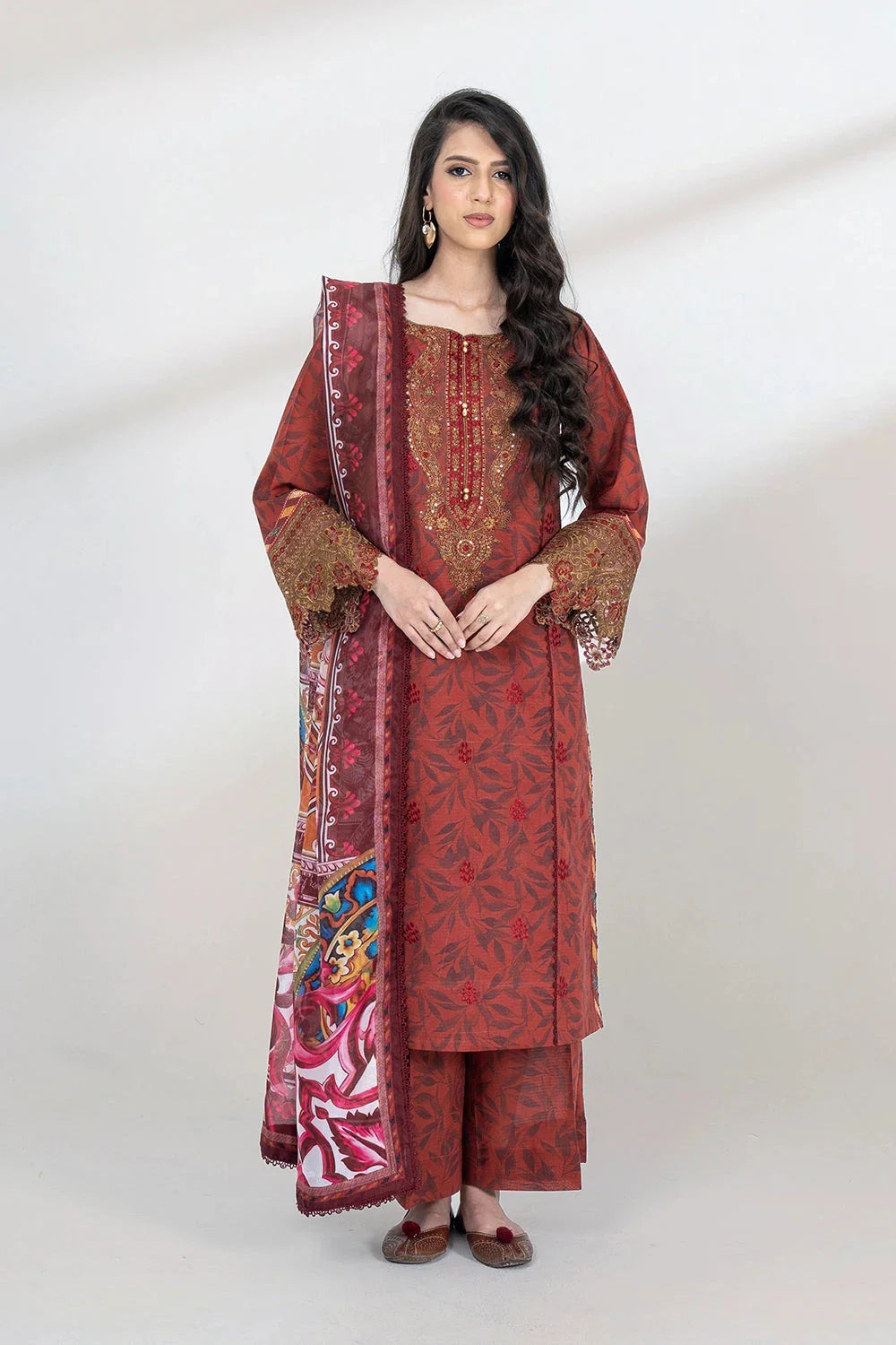 3PC Embroidered Unstitched Lawn Suit KSC-3440 Embroidered KHAS STORES 