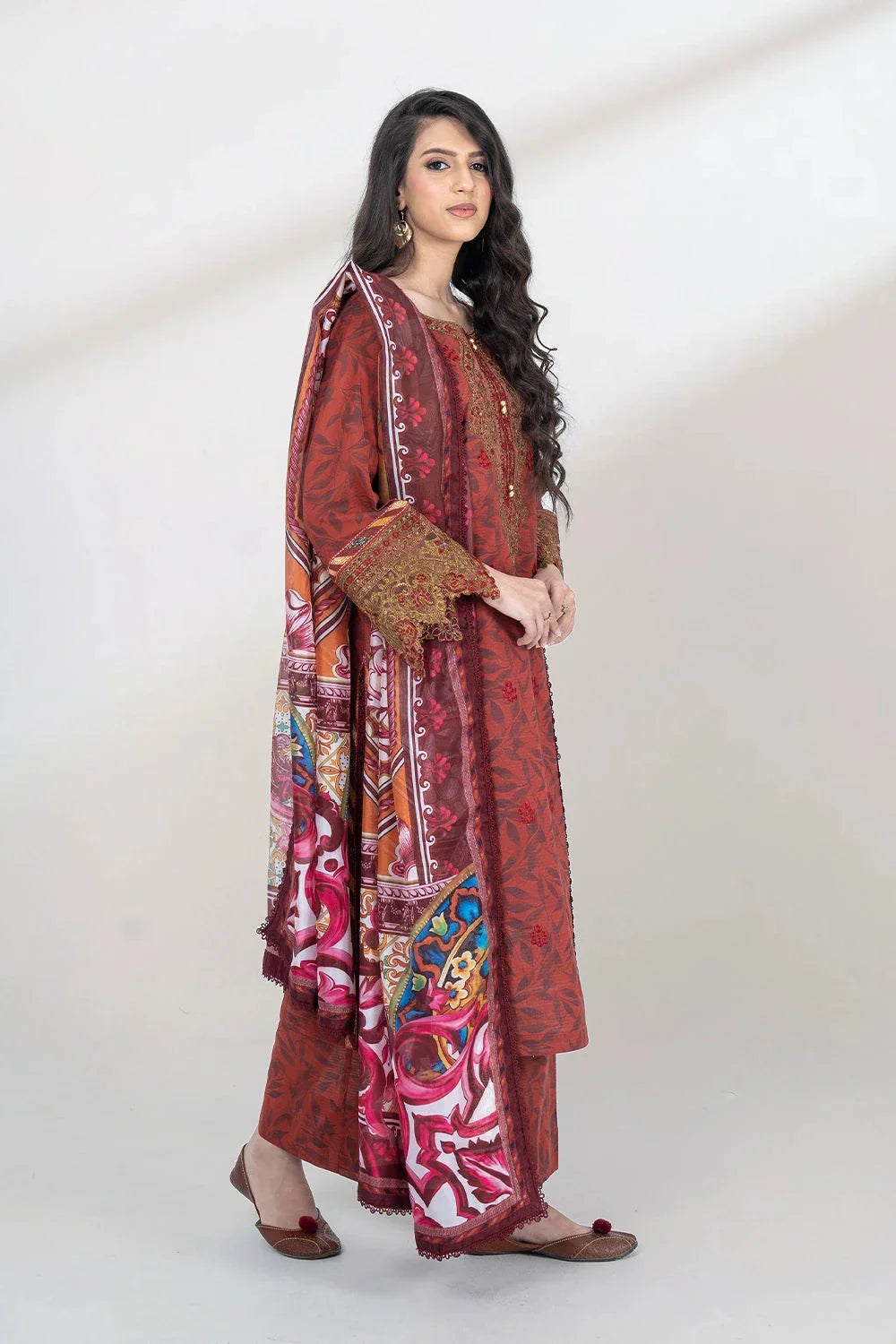3PC Embroidered Unstitched Lawn Suit KSC-3440 Embroidered KHAS STORES 