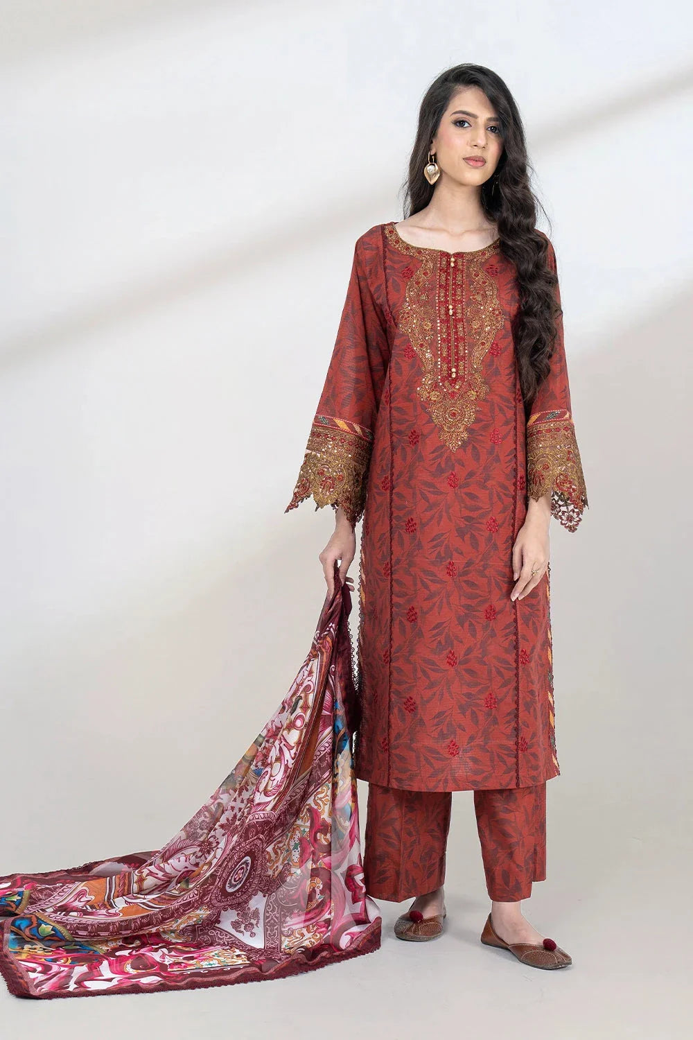 3PC Embroidered Unstitched Lawn Suit KSC-3440 Embroidered KHAS STORES 