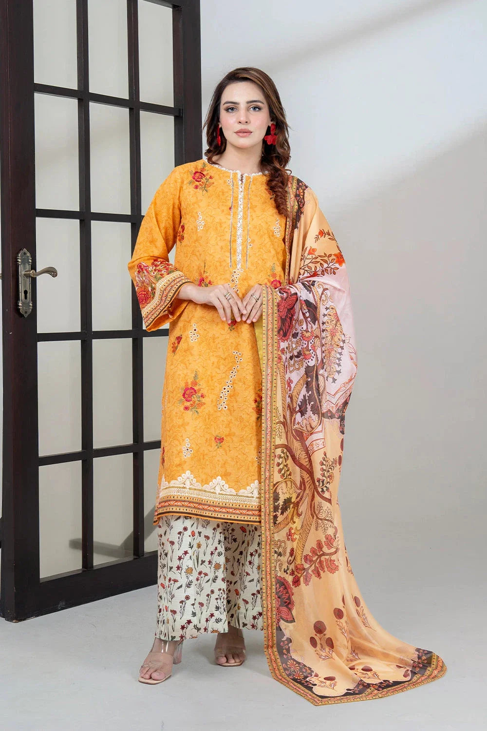 3PC Embroidered Unstitched Lawn Suit KSC-3441 Embroidered KHAS STORES 