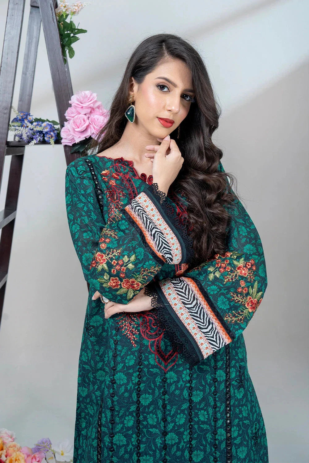 3PC Embroidered Unstitched Lawn Suit KSC-3442 Embroidered KHAS STORES 