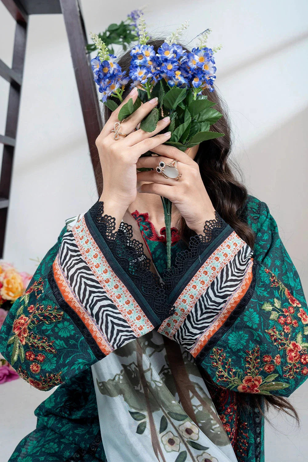 3PC Embroidered Unstitched Lawn Suit KSC-3442 Embroidered KHAS STORES 